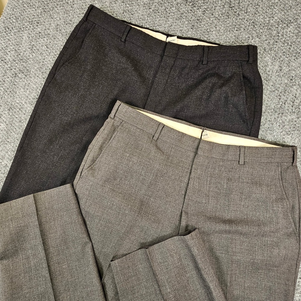 LL Bean Mens 38x29 Worsted Wool Dress Pants Lot of 2 Flat Front Trousers